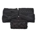 Schwarzes Strick Stirnband Set, warme Woll Haarbänder, geflochtene gekreuzte Schleifen Accessoires. - Schwarz