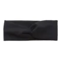 Black twisted headband for women, elastic fabric hair band, athletic yoga hair wrap. - Black
