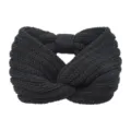 Zwarte Gebreide Kruis Haarband Leuke Strik Hoofdband Vrouwen Winter Haaraccessoire - Zwart