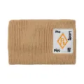 Beige knitted headband for women and men, warm winter solid color wide hair band for sports and yoga. - Camel