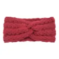 Red twisted knit headband, cozy fuzzy winter ear warmer hair band for women. - Jujube Red