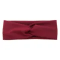 Burgundy twisted sports headband for women, elastic breathable yoga fabric hair band. - Burgundy