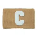Knit headband with letter C design, brown winter elastic hair band for sports, yoga and daily use. - Camel