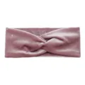 Rosa Samt Twist Stirnband, elastisches weiches Haarband für Yoga, Gesichtswaschen u. Sport. - Altrosa