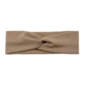 Khaki ribbed twist headband, elastic fabric sports hair band and face washing accessory. - Khaki