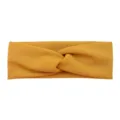 Mustard yellow knotted stretch fabric headband for sports, yoga, and daily face washing. - Yellow