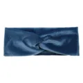 Dark blue velvet twist headband, elastic sports hair band for yoga and face washing. - Fog Blue