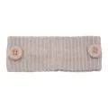 Light khaki ribbed knitted headband with buttons, comfortable elastic hair accessory for daily wear. - Floral Khaki