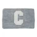 Fascia per capelli in maglia grigia con toppa lettera C bianca stile college, fascia invernale larga. - Grigio chiaro