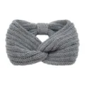 Grijs gebreide kruis haarband voor vrouwen, stijlvolle winter haaraccessoire sport hoofdband. - Middelgrijs