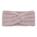 Pink knitted headband with a stylish wavy cross design, warm and soft for daily autumn use. - Pink