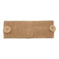Khaki ribbed knit button headband, comfortable elastic hairband for daily wear and sports. - Camel