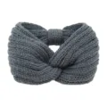 Donkergrijze gebreide twist hoofdband, comfortabele strik haarband voor sport en gezichtsreiniging. - donkergrijs