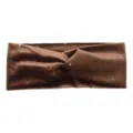 Brown velvet twist headband for women, soft elastic hair band for yoga and daily sports. - Coffee