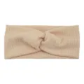 Bandeau croisé en tricot beige, accessoire de cheveux élastique pour yoga, sport et lavage du visage. - Beige