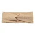 Beige knitted twist headband for women, breathable diamond pattern hair band for yoga daily use. - Beige