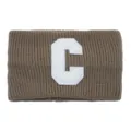Fascia in maglia marrone con patch lettera C bianca, fascia per capelli larga per sport e yoga. - Kaki