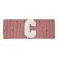 Pink Knitted Headband with White Letter C Distressed Wool Hair Accessory for Daily Wear - Dusty Pink