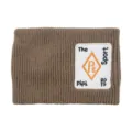Bandeau en tricot marron avec patch brodé, bandeau chaud d'hiver, accessoire de cheveux de yoga élégant. - Kaki