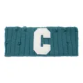 Green knitted letter C headband, distressed wool sports hairband for yoga and washing. - Dark Cyan