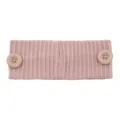 Bandeau tricoté côtelé rose avec boutons support de masque élastique pour sport et quotidien. - Rose Brumeux
