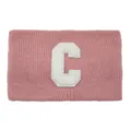 Fascia in maglia rosa per donna, fascia per capelli invernale larga con patch lettera C bianca, morbida. - Rosa Cuoio