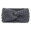 Bandeau tricoté gris foncé cache-oreilles d'hiver grosse torsade accessoire cheveux élastique - Gris foncé