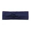 Dark blue ribbed twisted headband, elastic striped fabric hair accessory for sports. - Navy Blue