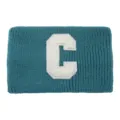 Fascia per capelli in maglia verde petrolio con lettera C bianca, fascia sportiva larga. - Teal
