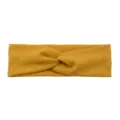Yellow ribbed twist headband, soft elastic cotton hair band for daily wear and sports. - Turmeric