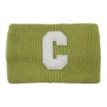 Fascia in maglia verde con toppa lettera C bianca, ampia fascia per capelli in pile per sport yoga. - Verde