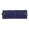 Bandeau en tricot côtelé bleu foncé avec boutons, accessoire confortable pour masque. - Bleu marine
