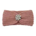 Knitted rhinestone headband winter warm ear warmer fashion hair accessory for women - Korean Pink