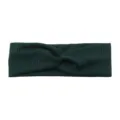 Dark green ribbed twist headband, elastic knit fabric hair band for sports and face washing. - Dark Green