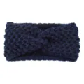 Bandeau croisé en tricot bleu foncé élastique large cerceau de cheveux pour sport yoga. - Bleu marine