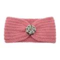 Pink rhinestone knit headband winter warm wool hair band sports yoga cute ear cover - Dusty Pink