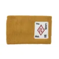 Bandeau en tricot double couche jaune moutarde avec patch brodé, accessoire chaud. - Curcuma