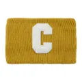 Fascia in maglia gialla con lettera C in ciniglia bianca, ampia fascia per capelli in stile college. - Curcuma