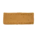 Brown knitted headband for women, distressed hole design, soft double layer hair accessory. - Turmeric
