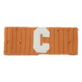 Knotted knit headband with varsity letter C patch, cozy wide hair band for sports and yoga. - Orange