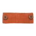 Bandeau en tricot côtelé orange rouille avec boutons, accessoire cheveux et support masque. - Couleur caramel