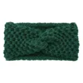 Bandeau croisé en tricot vert foncé, large serre-tête élastique en laine pour le yoga. - Vert Foncé