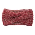 Red knitted twist headband variant, stylish winter hair band for women with metallic threads. - Burgundy