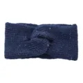 Navy blue knitted twist headband with subtle sequins, warm wool hair band for winter daily wear. - Navy Blue