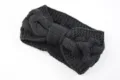 Black knit headband with bow, cozy winter hair accessory for women and girls warm wear. - NO.1 Black