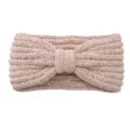 Rosa Strick Schleife Stirnband, weiches Chenille Winter Haarband, warme Ohrenschützer Haarreif. - Rosa