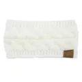White cable knit headband for women, thick winter ear warmer hair accessory variant. - White