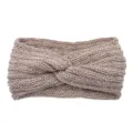 Women twist knit headband with metallic gold thread winter warm hair accessory hair band - Dusty Pink