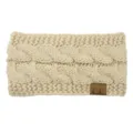 Cozy knit headband cable knit ear warmer winter soft fleece lined hair accessory cream - Beige