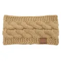Women cable knit headband winter warm ear warmer solid color knitted hair band fashion accessory - Camel